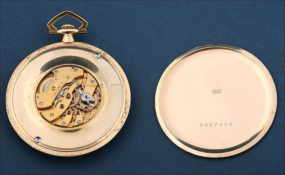 Antique Ultra-thin Longines Pocket Watch. 18k Gold And Sapphires. Switzerland, Circa 1925-photo-4