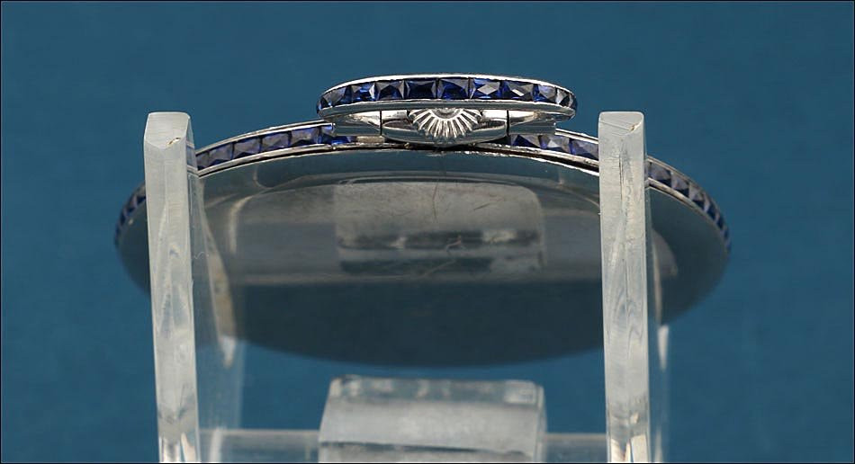 Antique Ultra-thin Sapphires & Platinum Pocket Watch. Switzerland, Circa 1930-photo-3