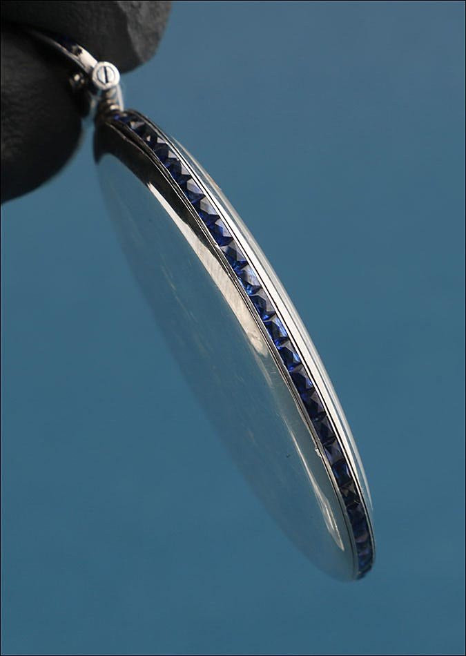 Antique Ultra-thin Sapphires & Platinum Pocket Watch. Switzerland, Circa 1930-photo-4