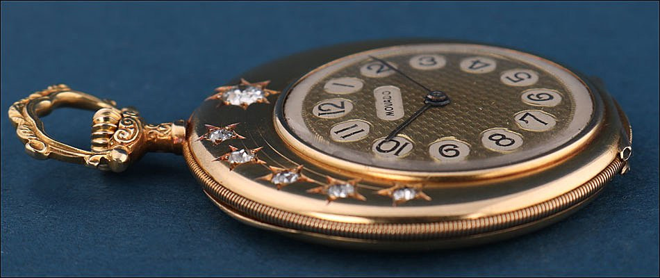 Ancienne Montre Gousset Ultrafine Movado. Or 18k Et Diamants. Suisse, Vers 1930-photo-3