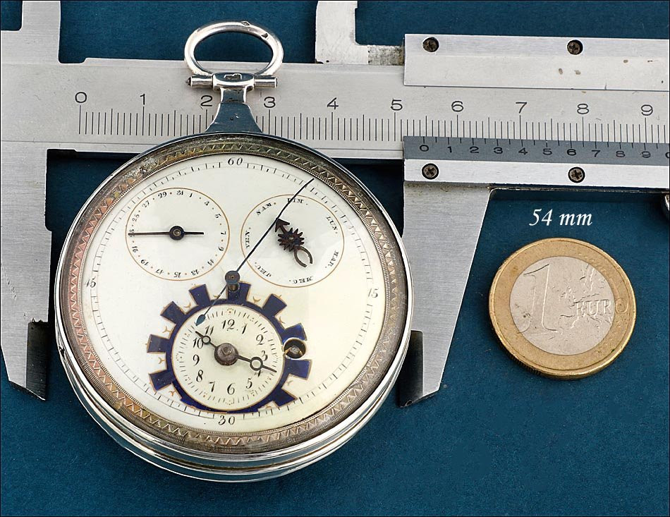 Silver Verge Fusee Pocket Watch With Calendar And Central Seconds, France C. 1820-photo-2