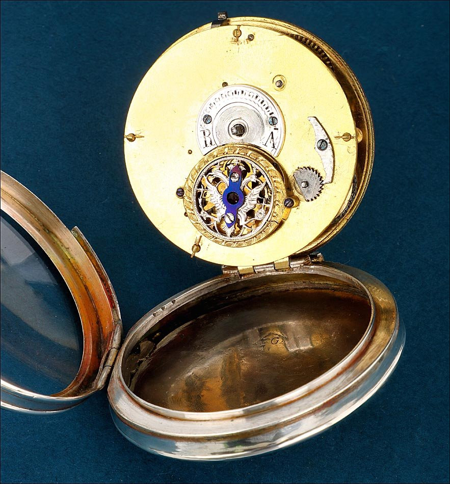 Silver Verge Fusee Pocket Watch With Calendar And Central Seconds, France C. 1820-photo-3