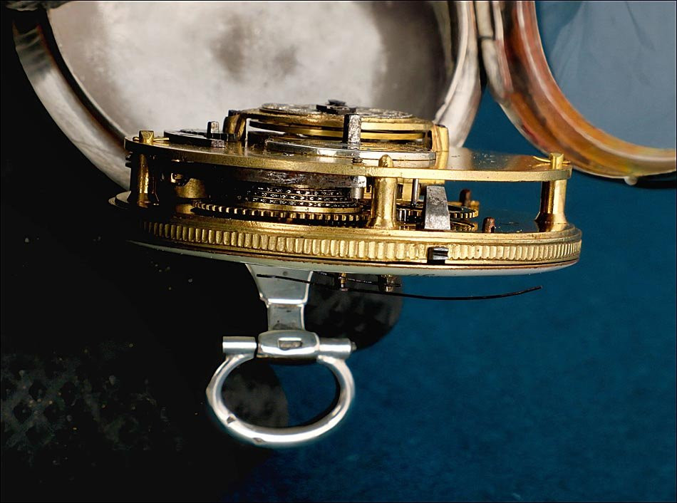 Silver Verge Fusee Pocket Watch With Calendar And Central Seconds, France C. 1820-photo-7