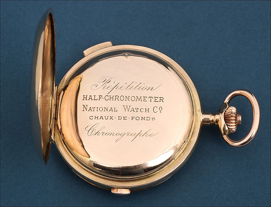 Ancienne Montre De Poche En Or 18k  Répétition Aux Quarts Et Chronographe, Suisse, Vers 1900-photo-5