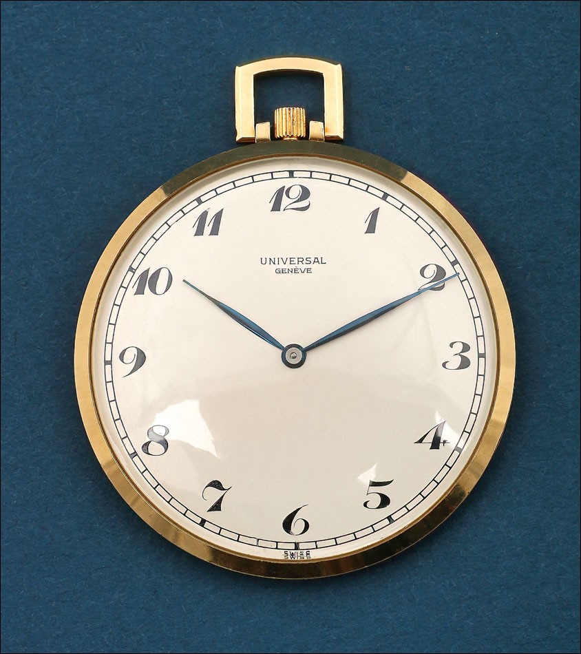 Ultrathin Universal Genève 18k Gold Pocket Watch. Switzerland, C. 1955