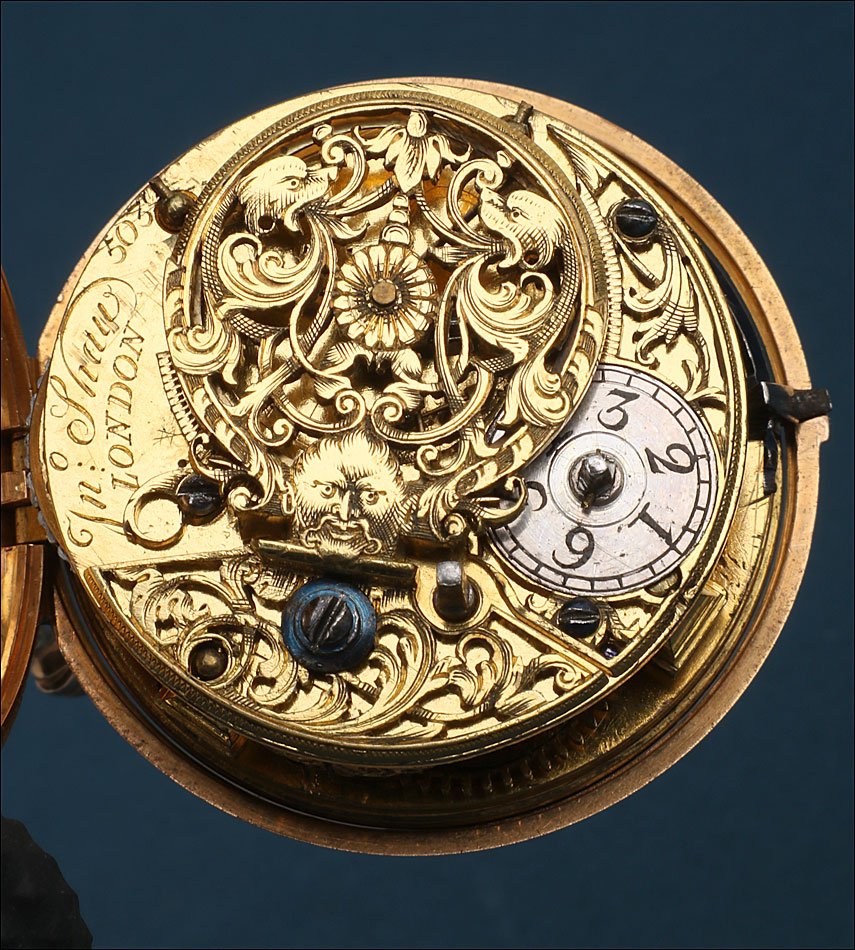Ancienne Montre Gousset à Coq et Chatelaine en Or 18K. Angleterre, 1745-photo-7