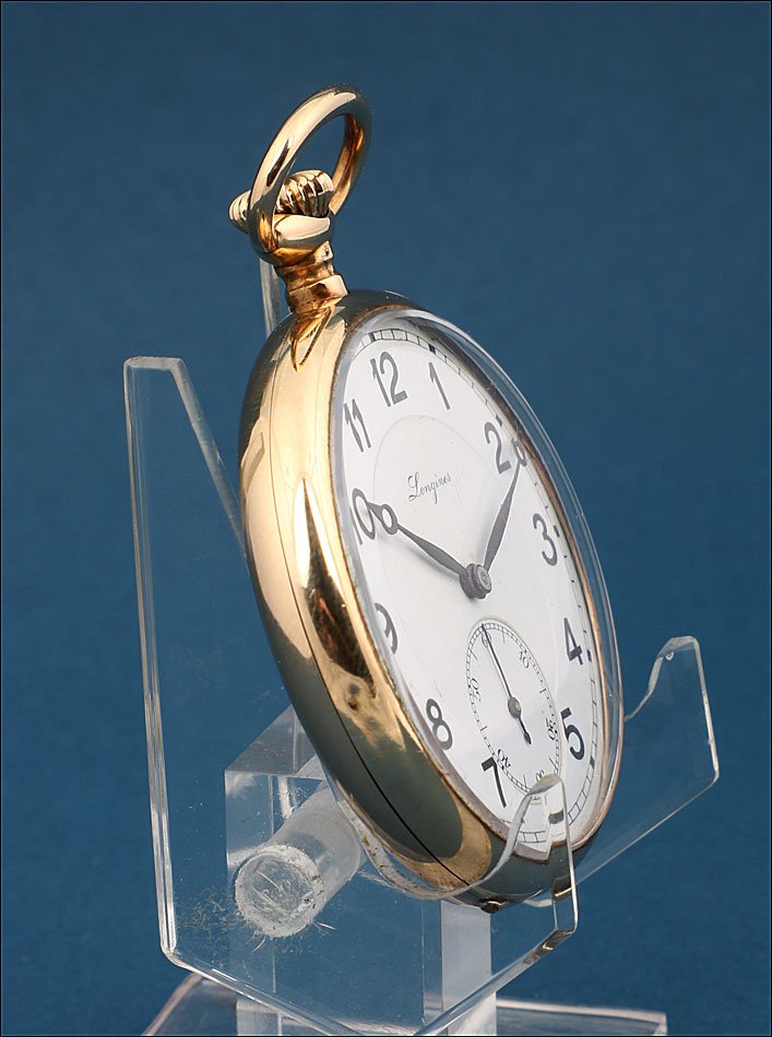Antique Longines Pocket Watch In 18k Gold. Switzerland, Circa 1920-photo-3