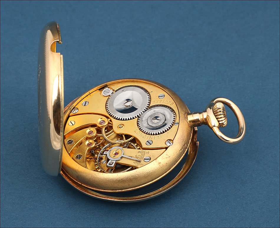 Antique Longines Pocket Watch In 18k Gold. Switzerland, Circa 1920-photo-5