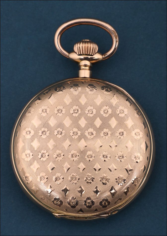 Ancienne Montre Gousset Record en Or 18K avec Cadran Décoré. Suisse, circa 1900-photo-3