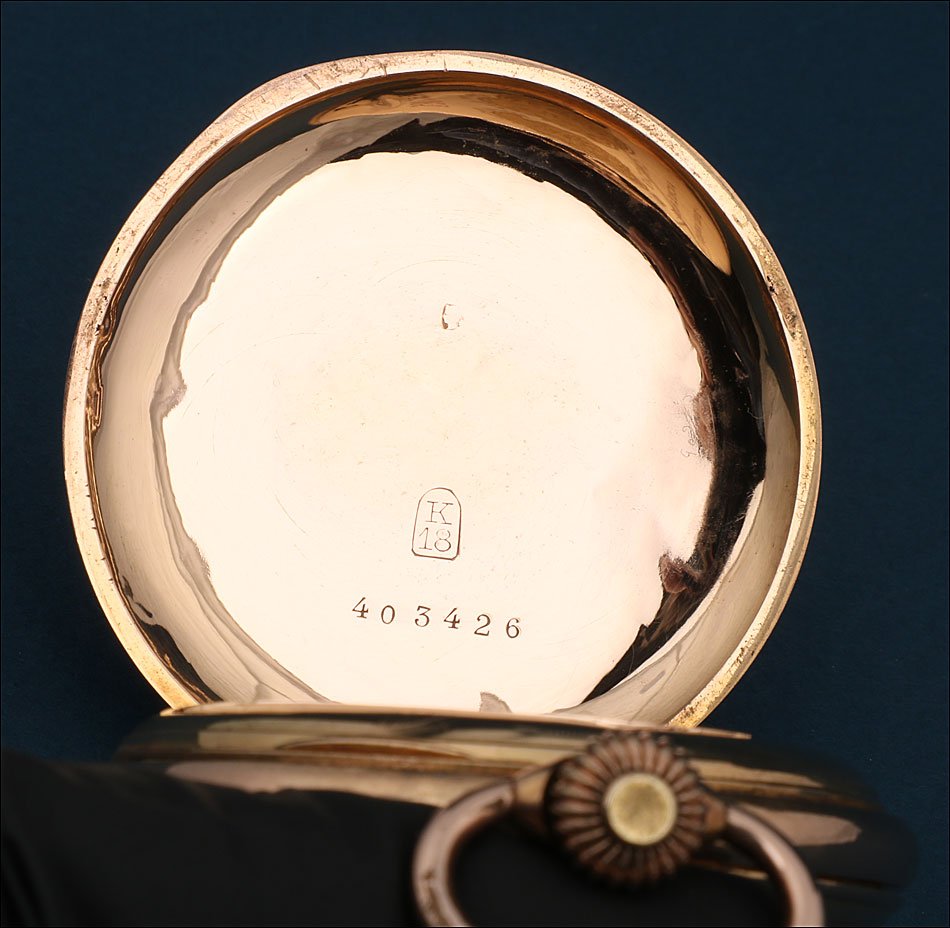 Ancienne Montre Gousset Record en Or 18K avec Cadran Décoré. Suisse, circa 1900-photo-4