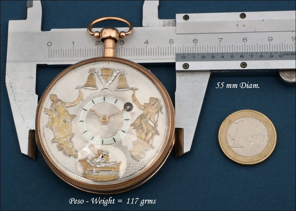Ultra rare Montre Gousset à Coq avec Automate Érotique. Or 18K. France, circa 1820-photo-2