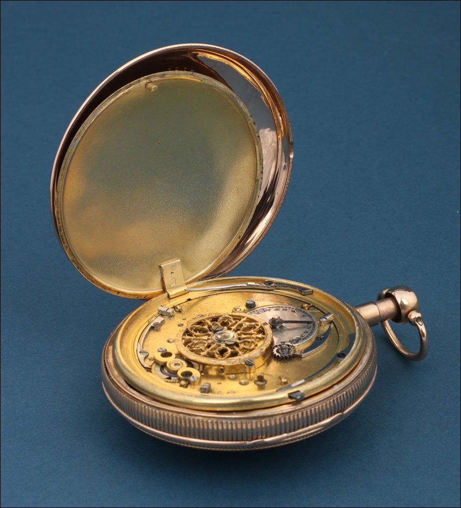 Ultra rare Montre Gousset à Coq avec Automate Érotique. Or 18K. France, circa 1820-photo-7