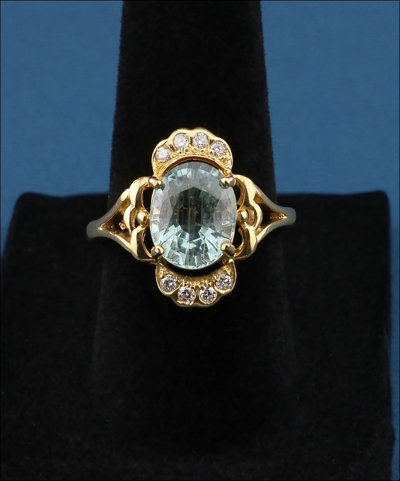 Bague vintage en or 18K avec quartz rutile ovale et 8 diamants naturels-photo-3