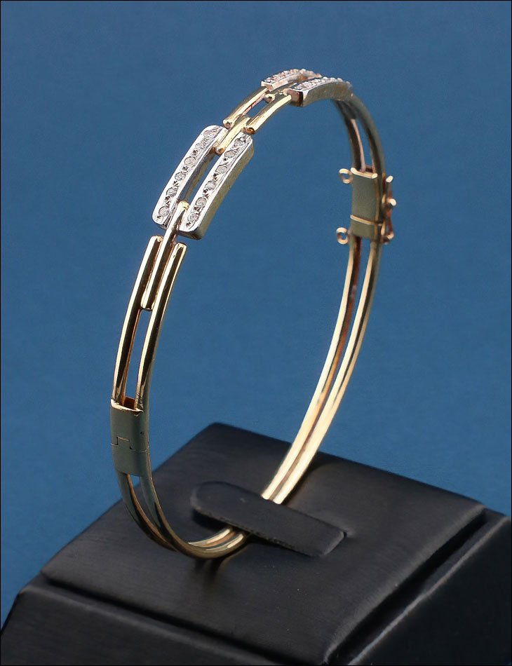 Bracelet vintage en or 18K avec 24 diamants naturels, années 1980-photo-4