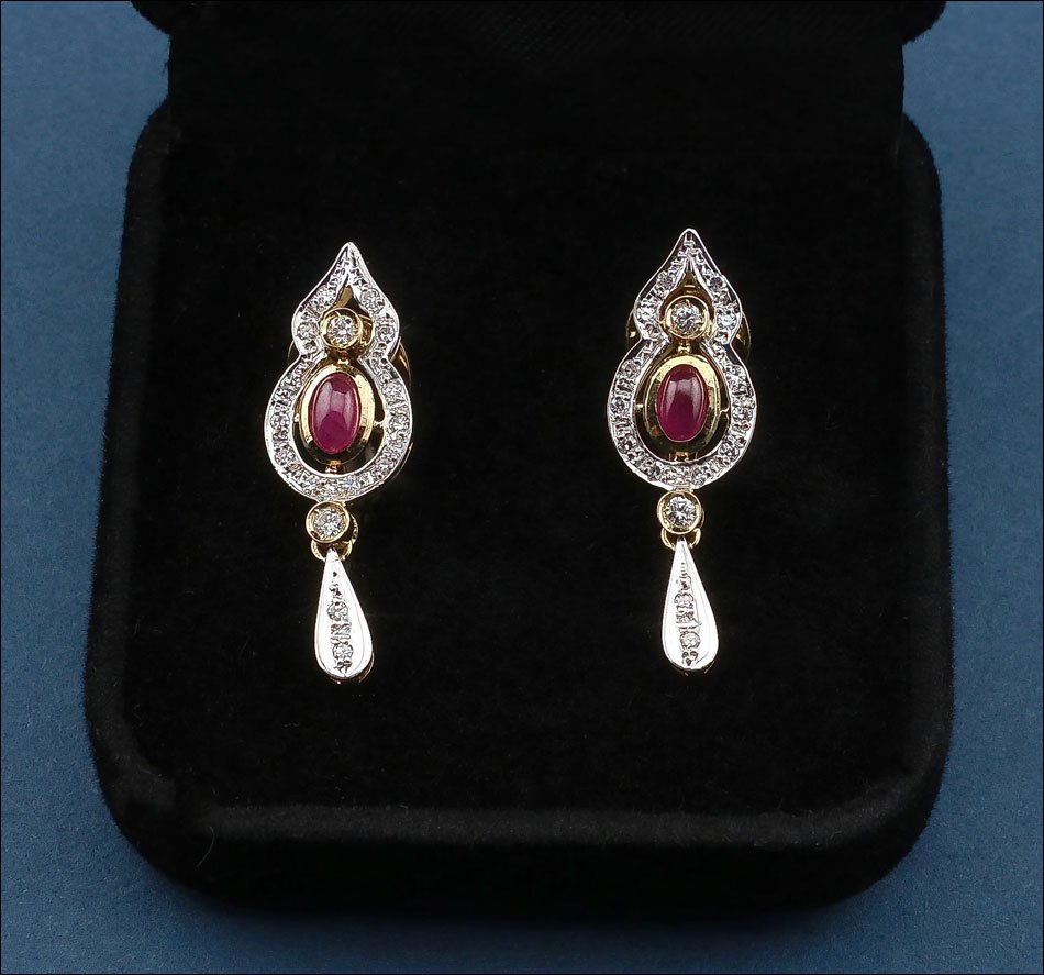 Parure vintage en or 18K avec rubis et diamants naturels-photo-3