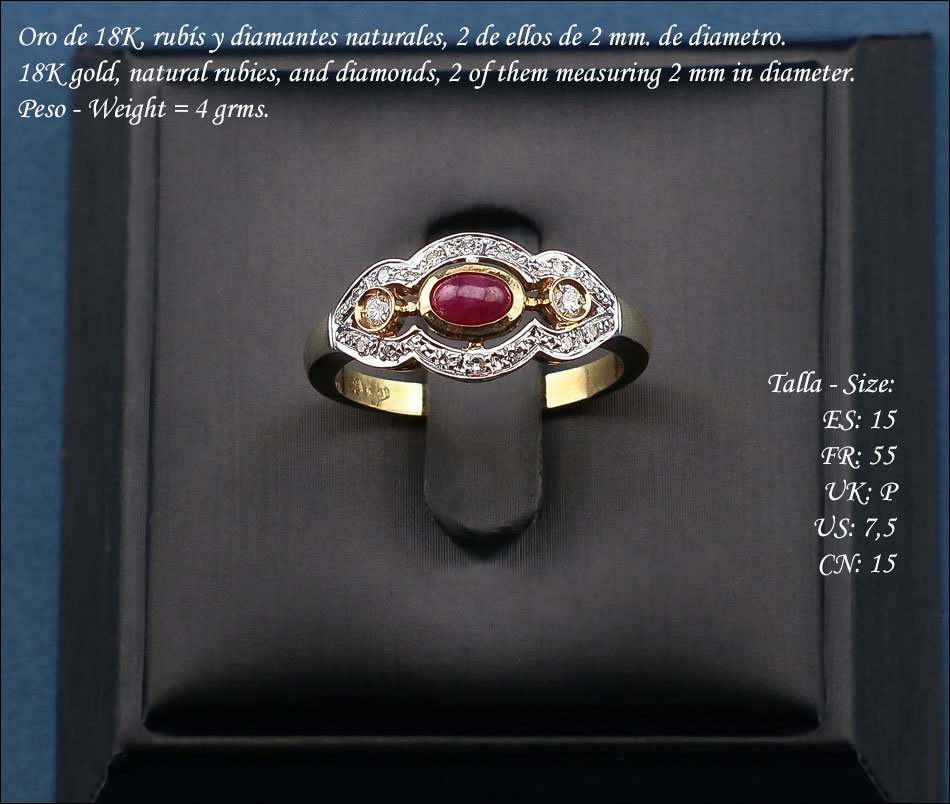 Parure vintage en or 18K avec rubis et diamants naturels-photo-2