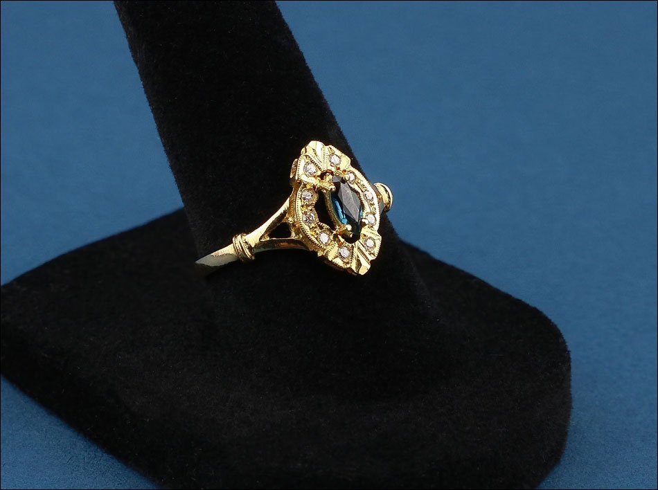 Parure vintage en or 18K avec diamants et saphir-photo-3