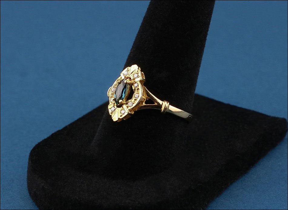Parure vintage en or 18K avec diamants et saphir-photo-4