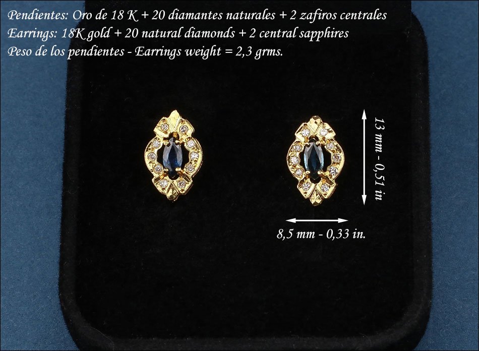 Parure vintage en or 18K avec diamants et saphir-photo-4