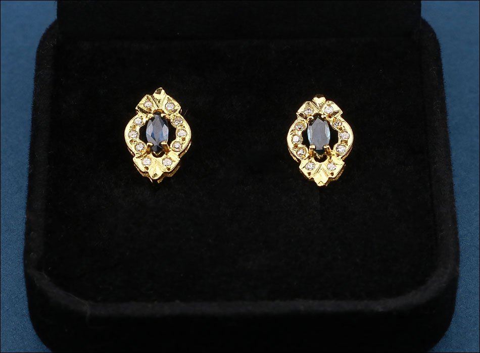Parure vintage en or 18K avec diamants et saphir-photo-5