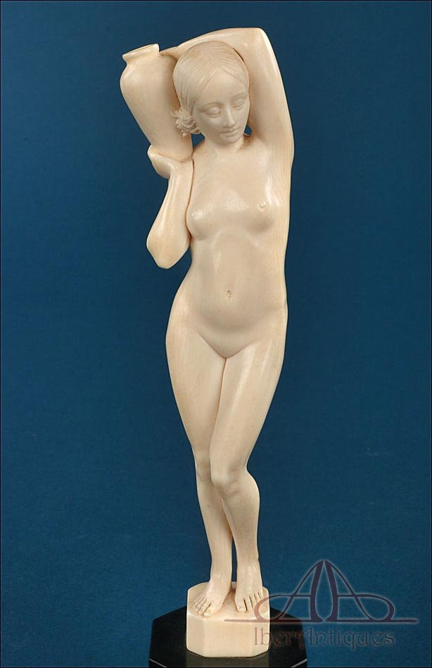 Antique Art Deco Ivory Sculpture By Armand Boulard. With Certificate. France 1920-1935-photo-4