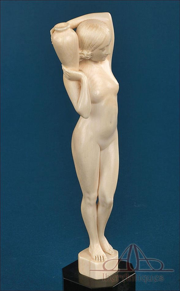 Antique Art Deco Ivory Sculpture By Armand Boulard. With Certificate. France 1920-1935-photo-3
