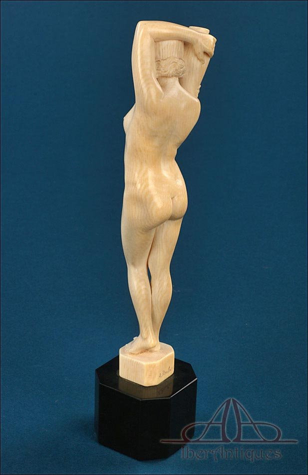 Antique Art Deco Ivory Sculpture By Armand Boulard. With Certificate. France 1920-1935-photo-7