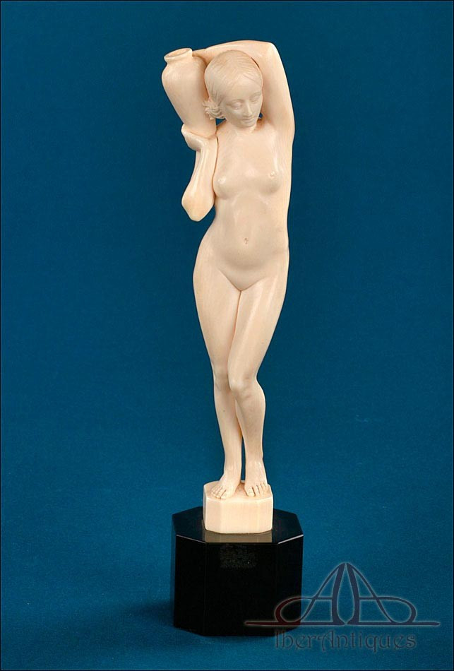 Antique Art Deco Ivory Sculpture By Armand Boulard. With Certificate. France 1920-1935
