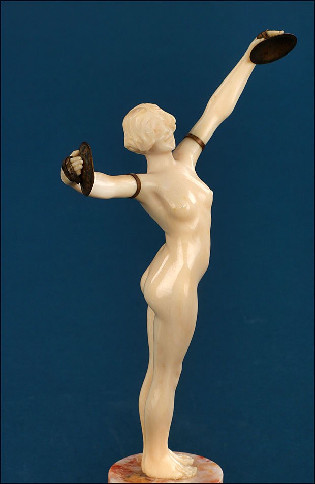 Antique Art Deco Ivory Sculpture, L. Sousson. Certificate. France, Circa 1920-1935-photo-1