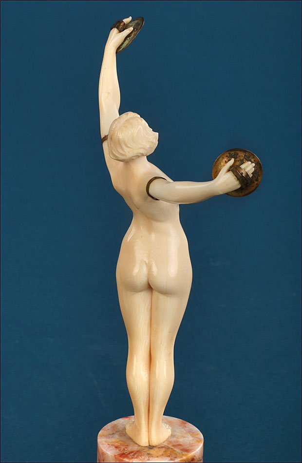 Antique Art Deco Ivory Sculpture, L. Sousson. Certificate. France, Circa 1920-1935-photo-2