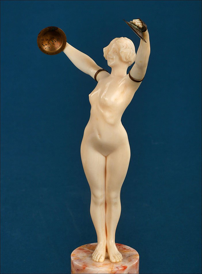 Antique Art Deco Ivory Sculpture, L. Sousson. Certificate. France, Circa 1920-1935-photo-6