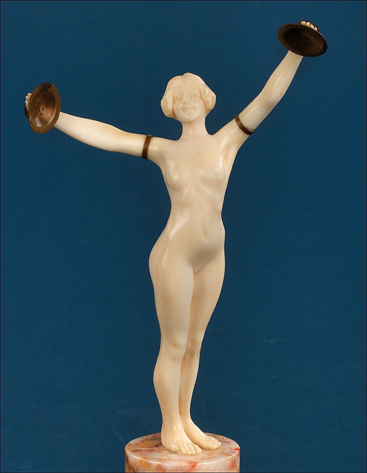 Antique Art Deco Ivory Sculpture, L. Sousson. Certificate. France, Circa 1920-1935-photo-8