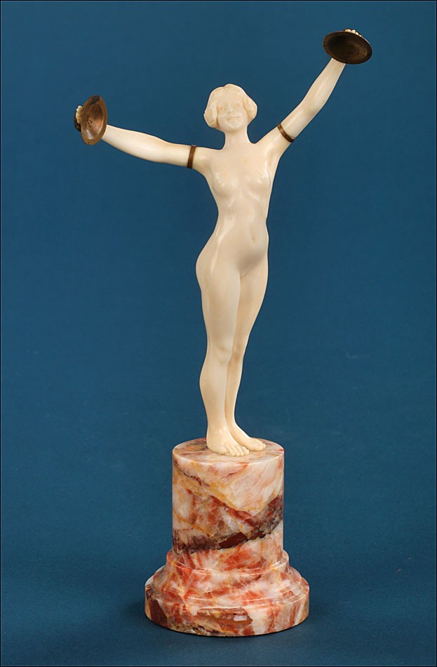Antique Art Deco Ivory Sculpture, L. Sousson. Certificate. France, Circa 1920-1935