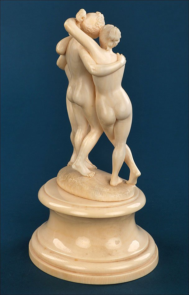Ancienne sculpture française en ivoire des Trois Grâces. France, 1850–1890-photo-4