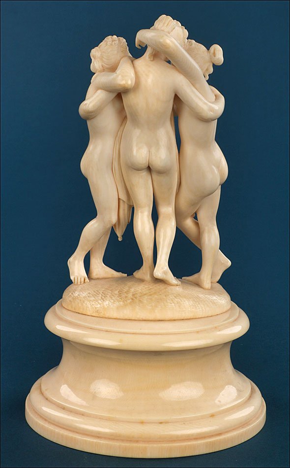 Ancienne sculpture française en ivoire des Trois Grâces. France, 1850–1890-photo-5