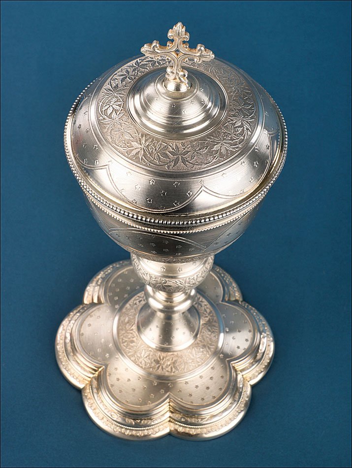 Ancien Ciboire en Argent Signé par Auguste Cabaret, France, vers 1900-photo-1
