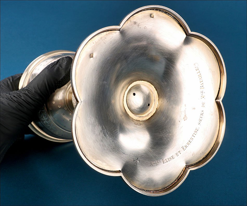 Ancien Ciboire en Argent Signé par Auguste Cabaret, France, vers 1900-photo-4
