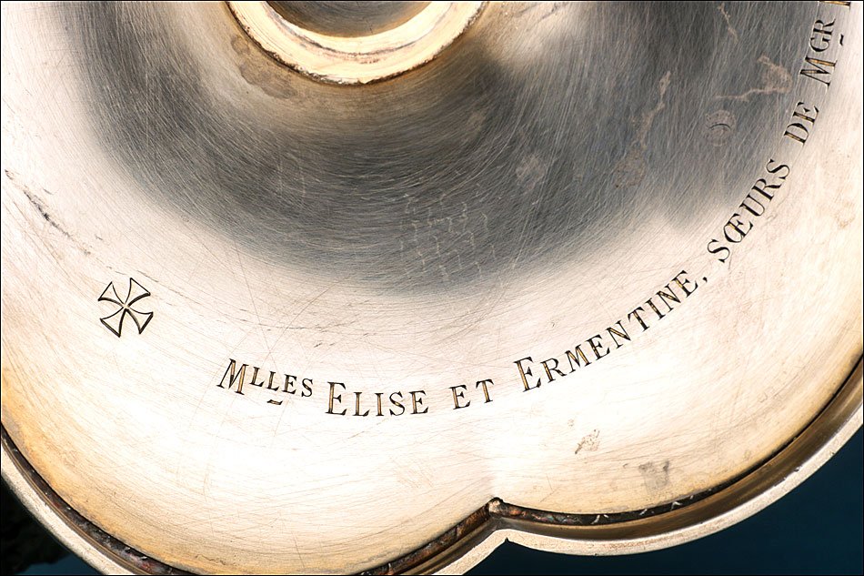 Ancien Ciboire en Argent Signé par Auguste Cabaret, France, vers 1900-photo-5