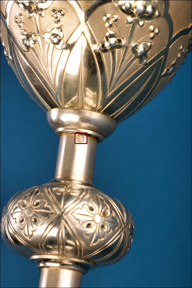 Ancien Calice et Patène en Argent Doré avec Écrin. France vers 1900-photo-7