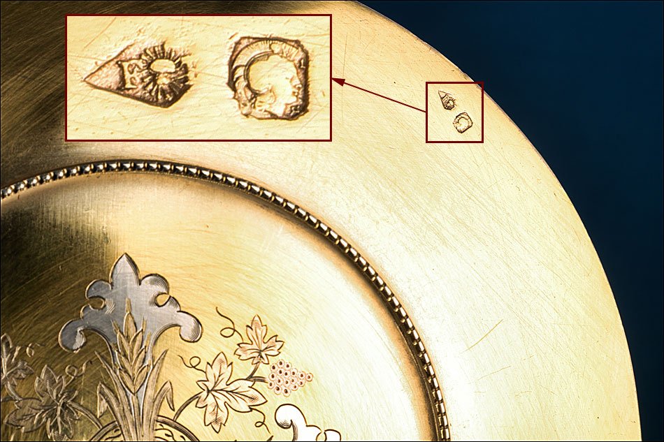 Ancien calice en bronze et argent avec patène en argent doré. France, vers 1900-photo-4