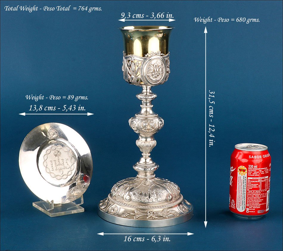 Antique Baroque Silver Chalice With Paten. Jean Brigaud, Paris Circa 1838-photo-2