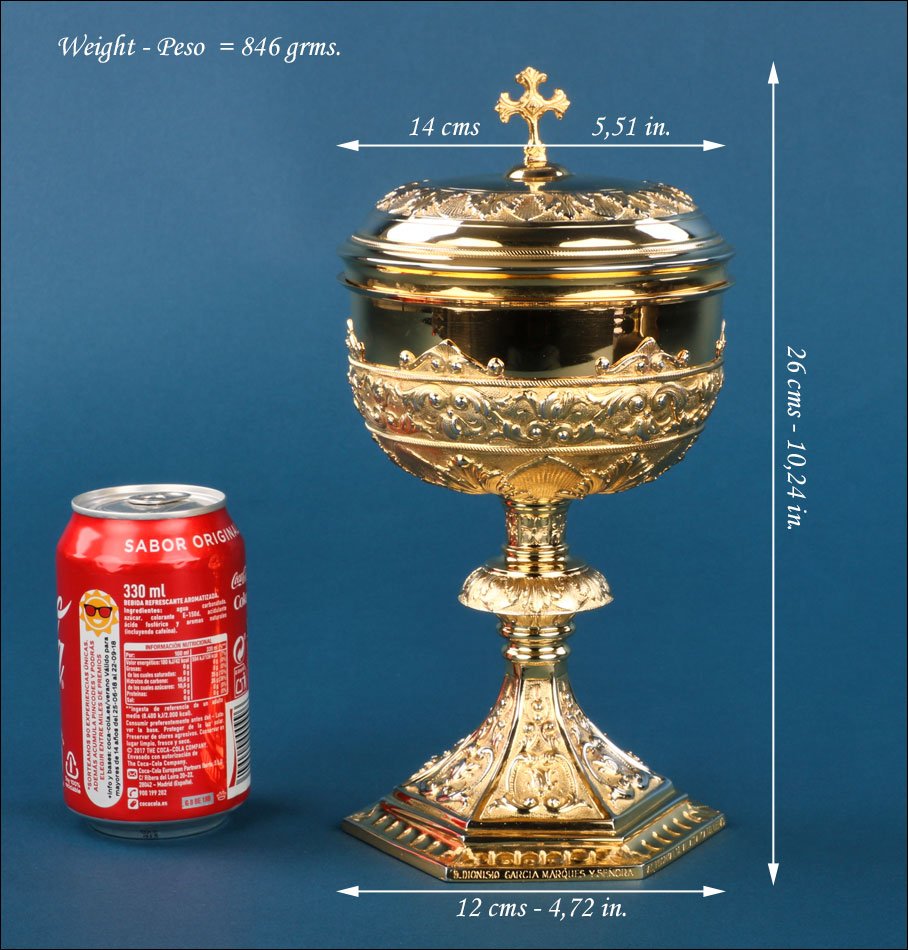 Antique Gilded Silver Ciborium By Pedro Durán, Madrid, Spain, 1955-photo-2