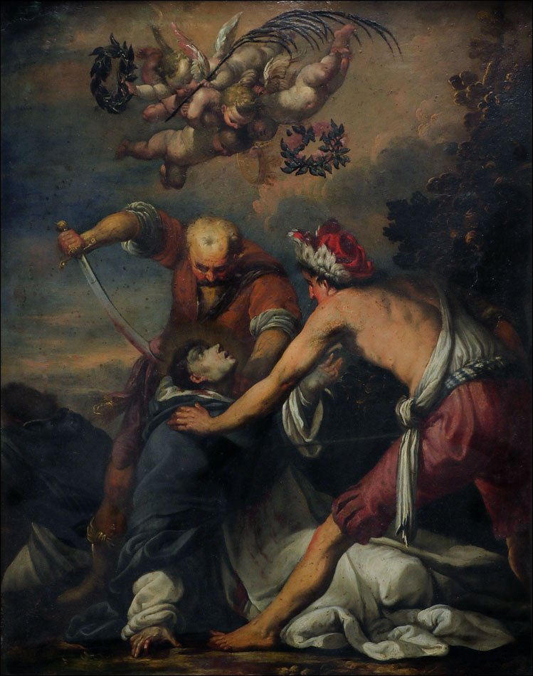 Ancienne huile sur cuivre. Saint Pierre de Vérone. École italienne napolitaine vers 1650-photo-2