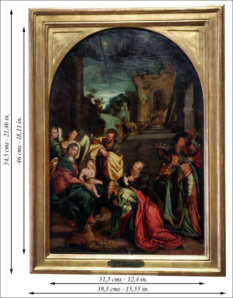 Old Oil On Panel, 'adoration', Follower Of Zuccaro, Italian School Ca. 1600-photo-1