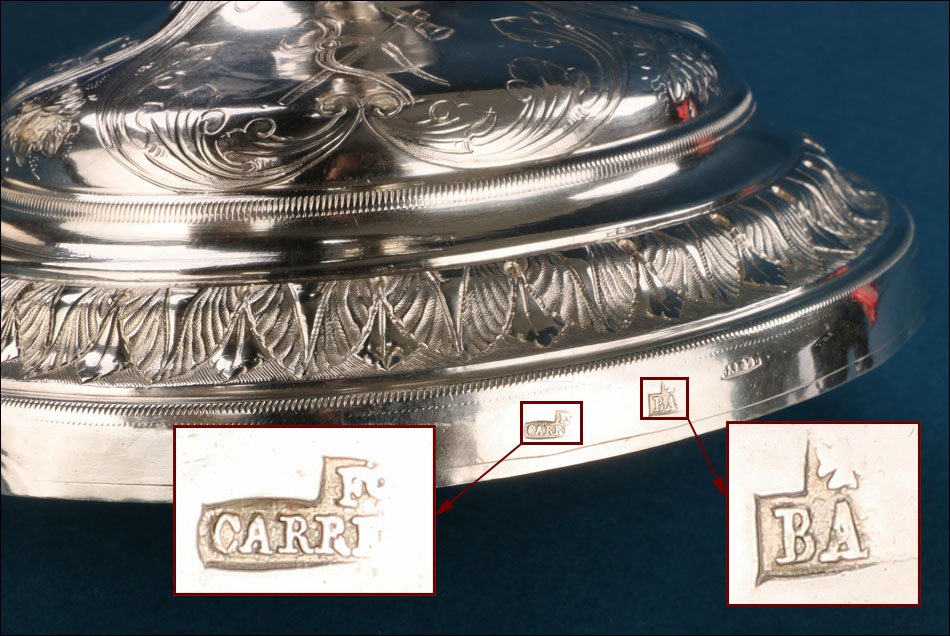 Ancien calice en argent par Fch. Carreras. Étui. Espagne, Barcelone 1820-1850-photo-8