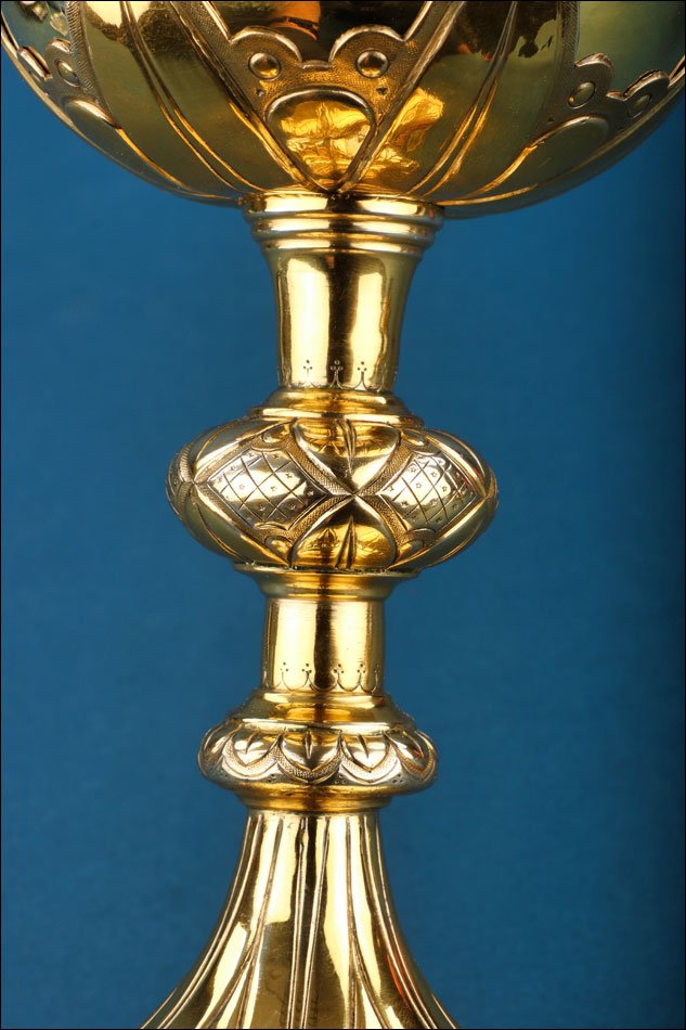 Antique Gilded Silver Liturgical Ciborium. Passani, France, Paris, Circa 1920-photo-4