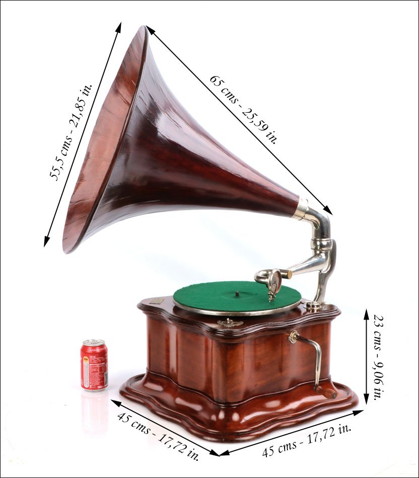 Antique Cesar Vicente Gramophone - Phonograph. Mahogany. Barcelona, Spain, Circa 1920-photo-2