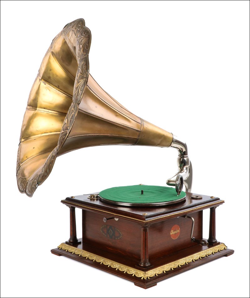 Antique Chantal Gramophone-phonograph With Brass Horn. Belgium Circa 1920