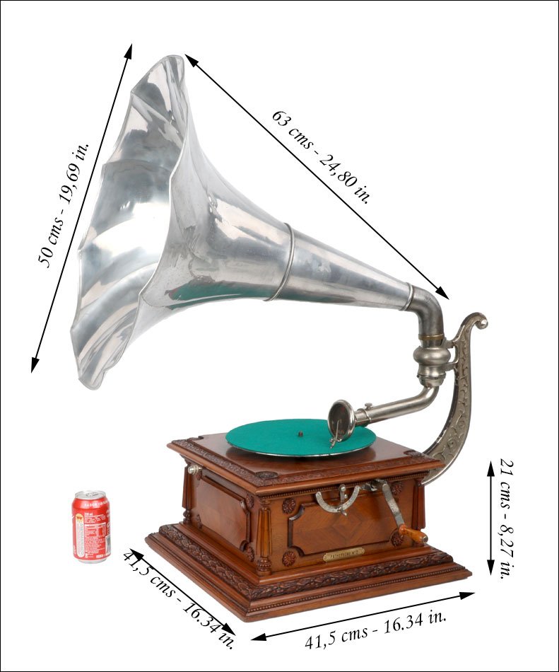 Antique Pathéphone No.12 Gramophone – Phonograph. Aluminum Horn. France C. 1915-photo-2