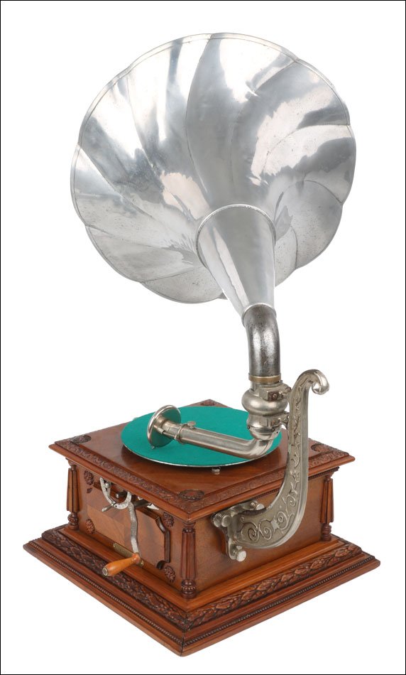 Antique Pathéphone No.12 Gramophone – Phonograph. Aluminum Horn. France C. 1915-photo-2